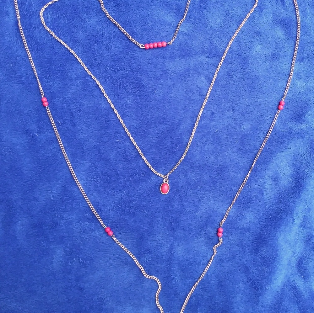 3 tiered necklace and earrings set